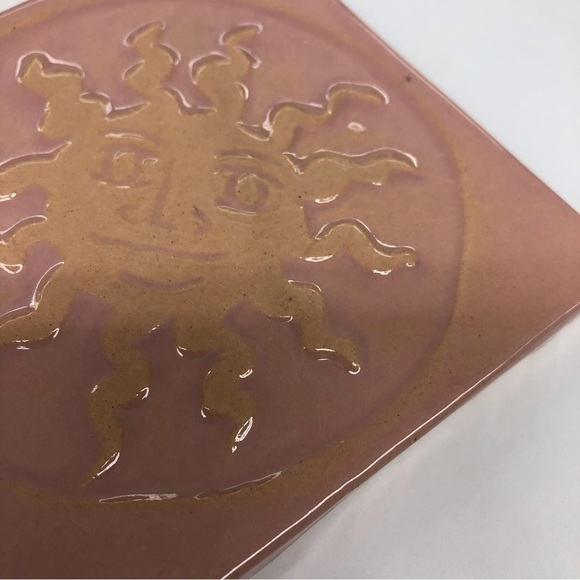 Handmade Ceramic Tile: Pink Sun - Picture 2 of 2